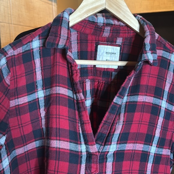 Sonoma Red Black Flannel Pullover Top Size XL - Picture 2 of 7